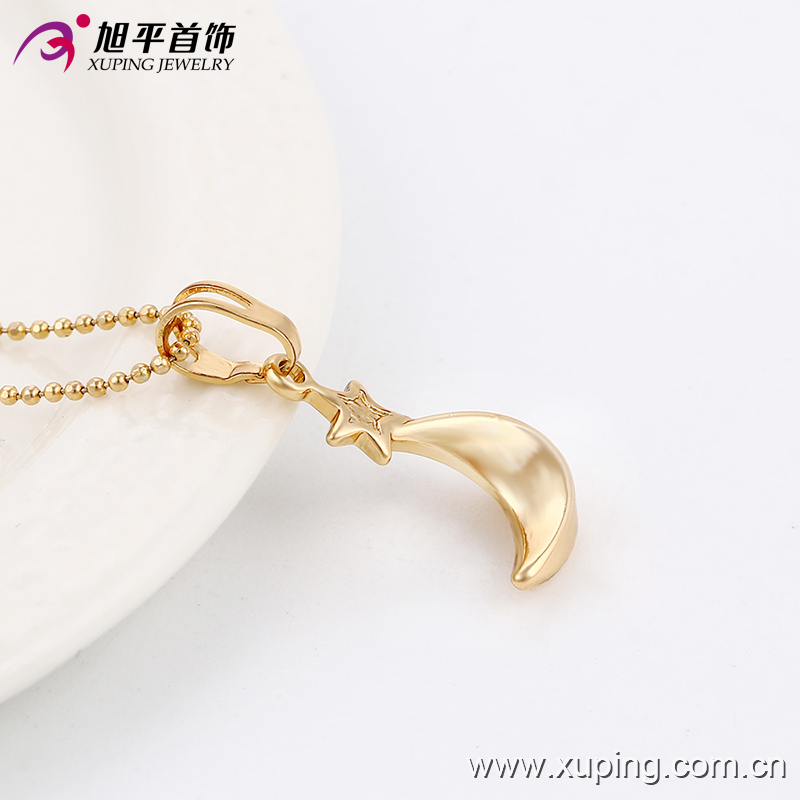 Xuping Fashion Charm 18k Gold-Plated Moon-Shaped Imitation Jewelry Necklace Pendant-32517