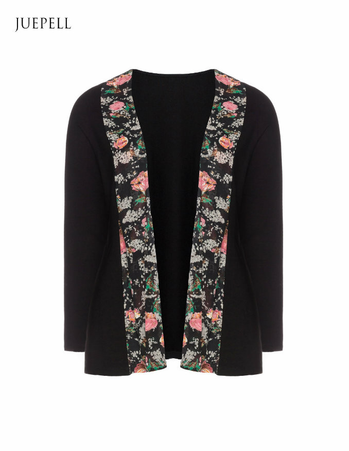 Floral Trim Casual Women Jacket