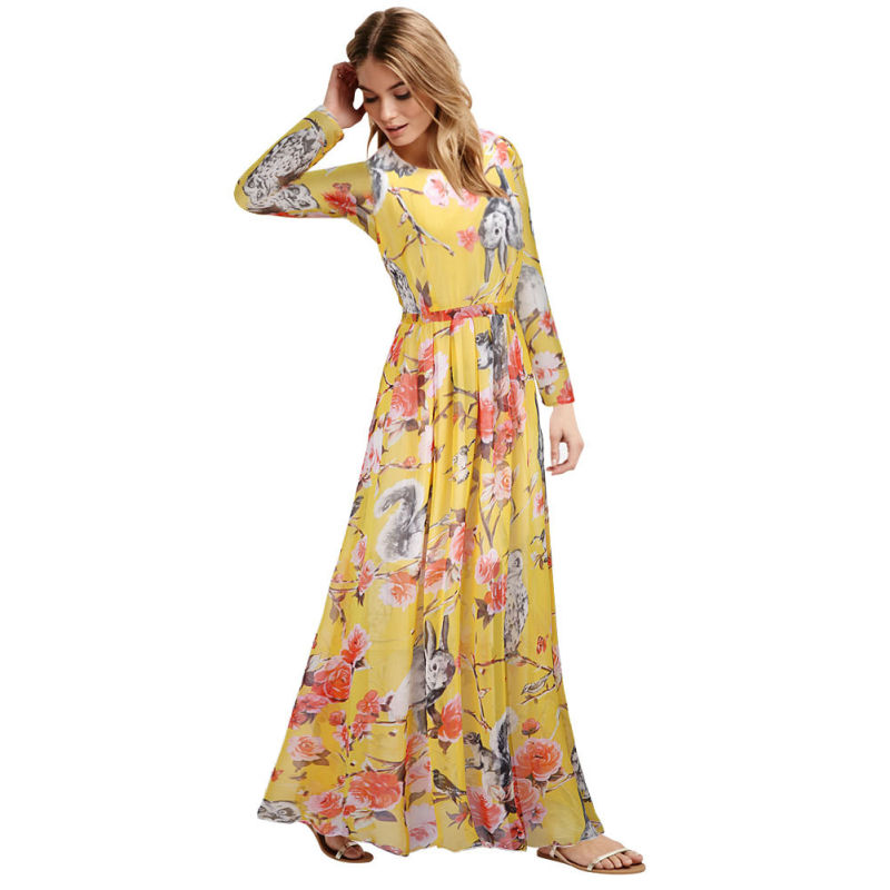 European Women's Summer Sexy Printed Maxi Dress