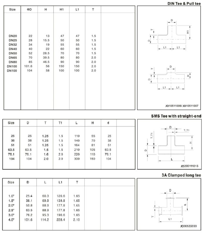 Sanitary Stainless Steel Threaded Tee