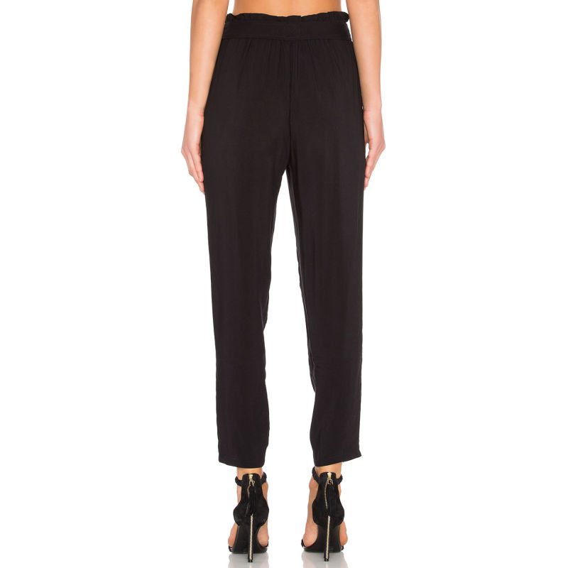 Side Slit Pocket Pleated Waist Self Tie Pants