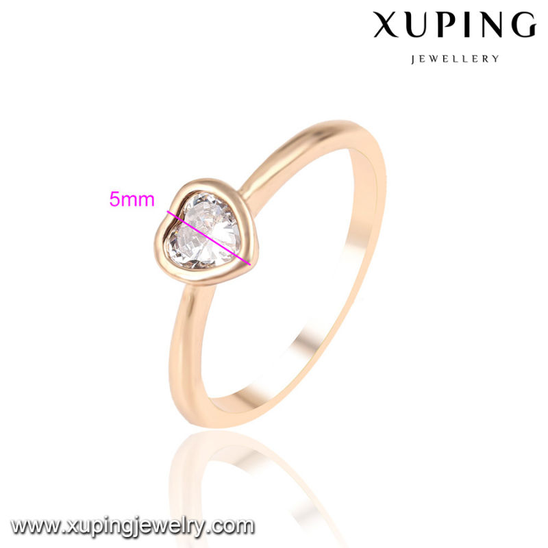 13953 Fashion Latest Cubic Zirconia Heart Shape Jewelry Finger Ring in 18k Gold -Plated