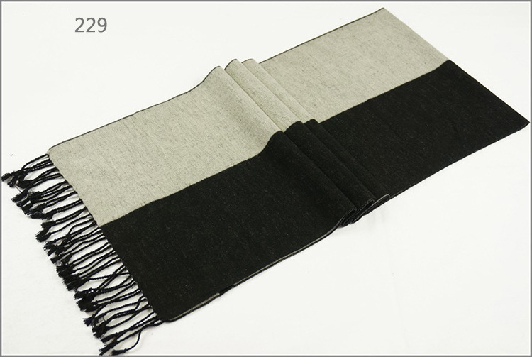 Men's Womens Unisex 2-Tone Reversible Cashmere Feel Winter Warm Thick Knitted Woven Scarf (SP825)