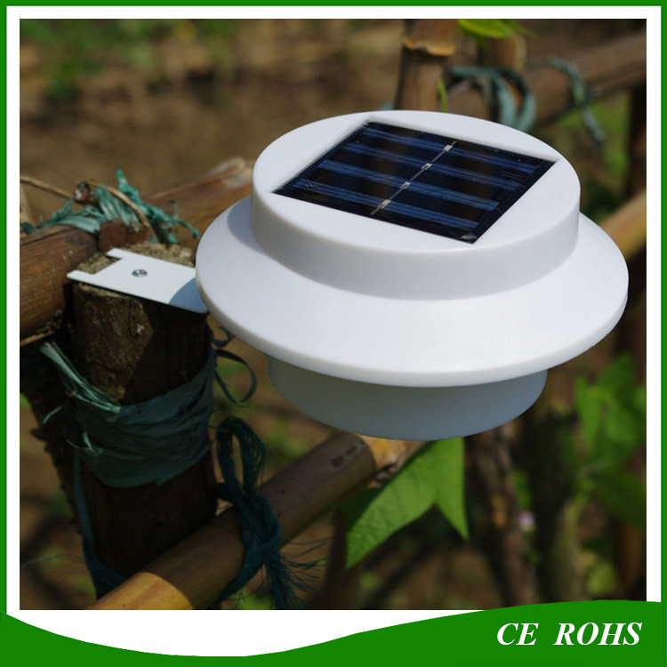 Smart Light Control Solar LED Outdoor Fence Light, 3 LED Solar Power Garden Wall Lamp