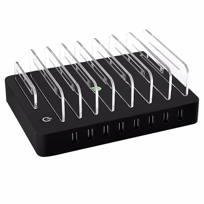 8 Port Desktop USB Charger Multi-Function 19.2A Charging Station Dock with Stand for Mobile Phone Tablet PC