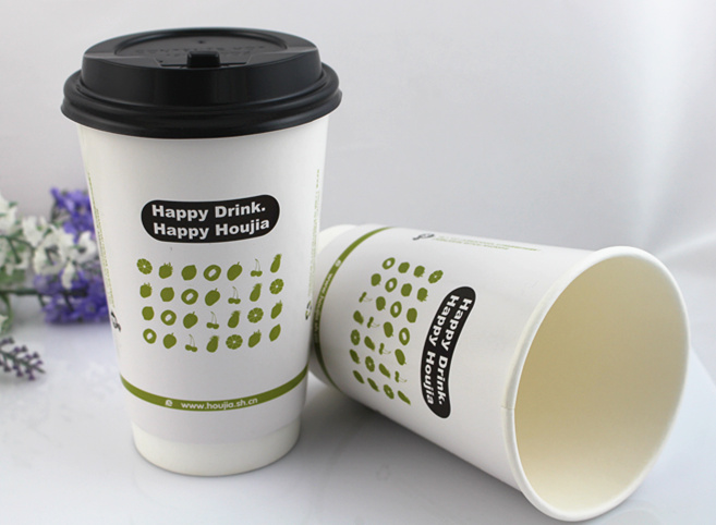 Double Wall Paper Cup with Lids for Coffee/Hot/Cold Drinking