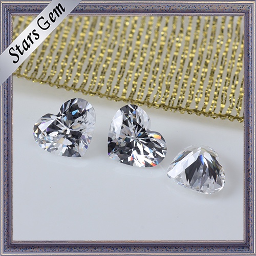 High Quality Excellent Cut Well Polished Heart Shape Cubic Zirconia Stones