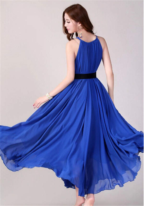 2015 Korean Style Slim Chiffon Bohemian Maxi Boutique Dress (50226)