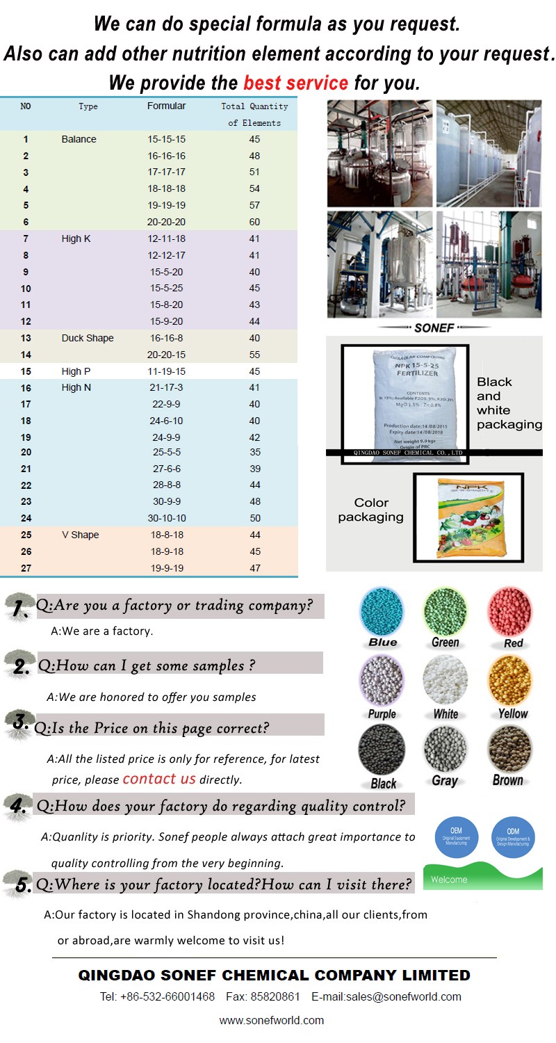 Granular Water Soluble Compound Fertilizer NPK 20-20-20+Te