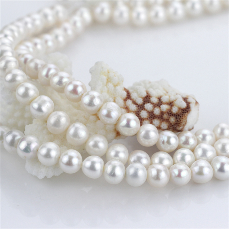 11mm Large Size off Round Natural Freshwater Full Drilled Pearl String