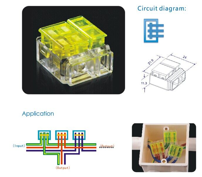 3-Conductor Terminal Block, Wago Equivalent Connector