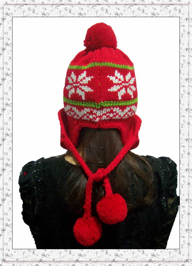 China Character Winter Knitted Beanie Hat with Pompon Balls for Girls (1-3505)
