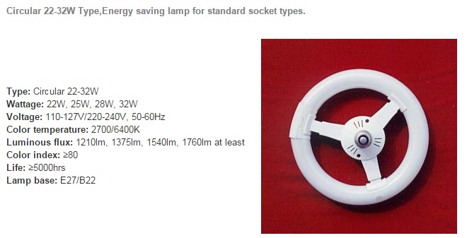 Circular 22-32W Type, Energy Saving Lamp for Standard Socket Types