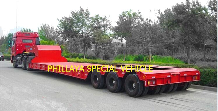 80ton-120ton 3lines 6axles Heavy Duty Truck Low Bed Semi Trailers