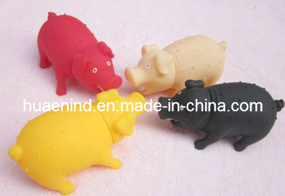 Colorful Latex Pig Shape Squeaker Dog Toy (HN-PT124)