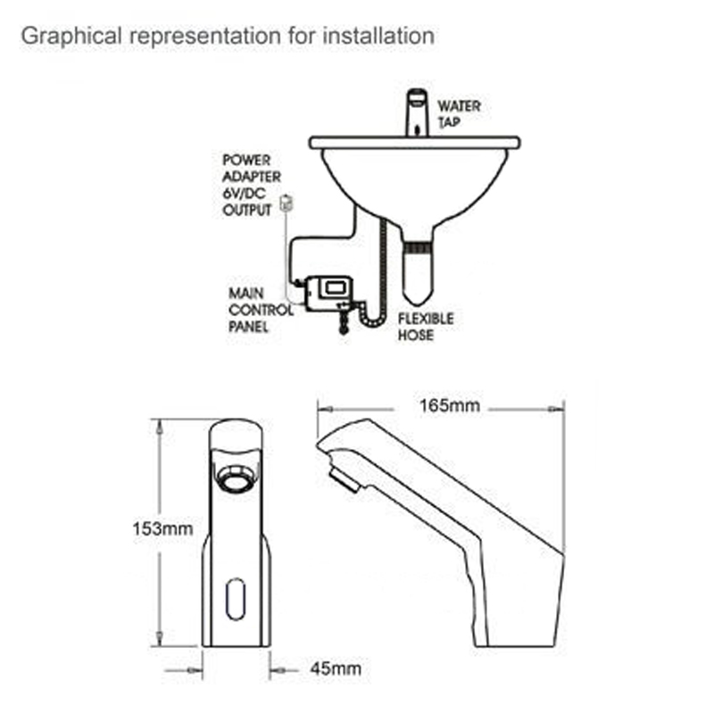 Contemporary Design Automatic Water Faucet for Washroom (V-AF5013)