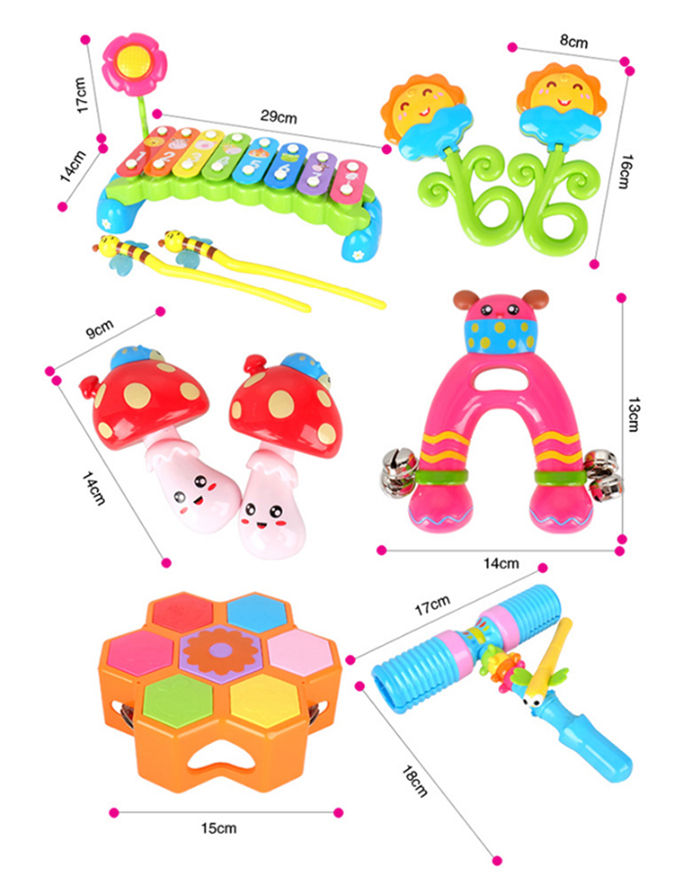 New Design 6PCS Baby Orff Instruments Set Preschool Musical Toys for Kids