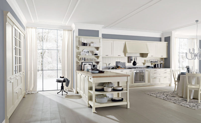 White MDF Lacquer Simple Kitchen Cabinet