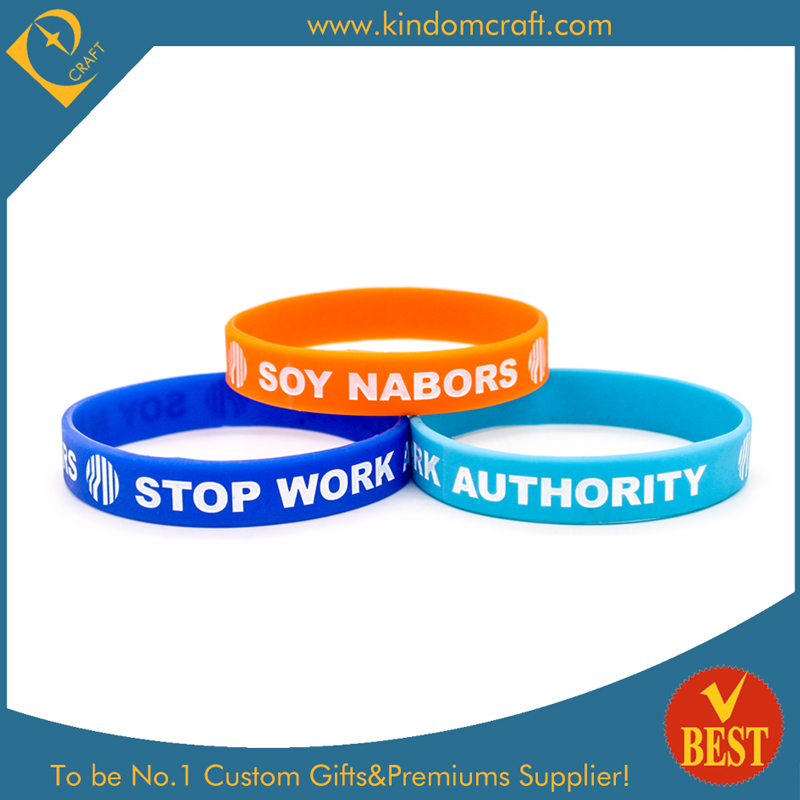 Customized Logo Printed Silicone Wristband or Bracelet for Business or Activity Promotional Gift