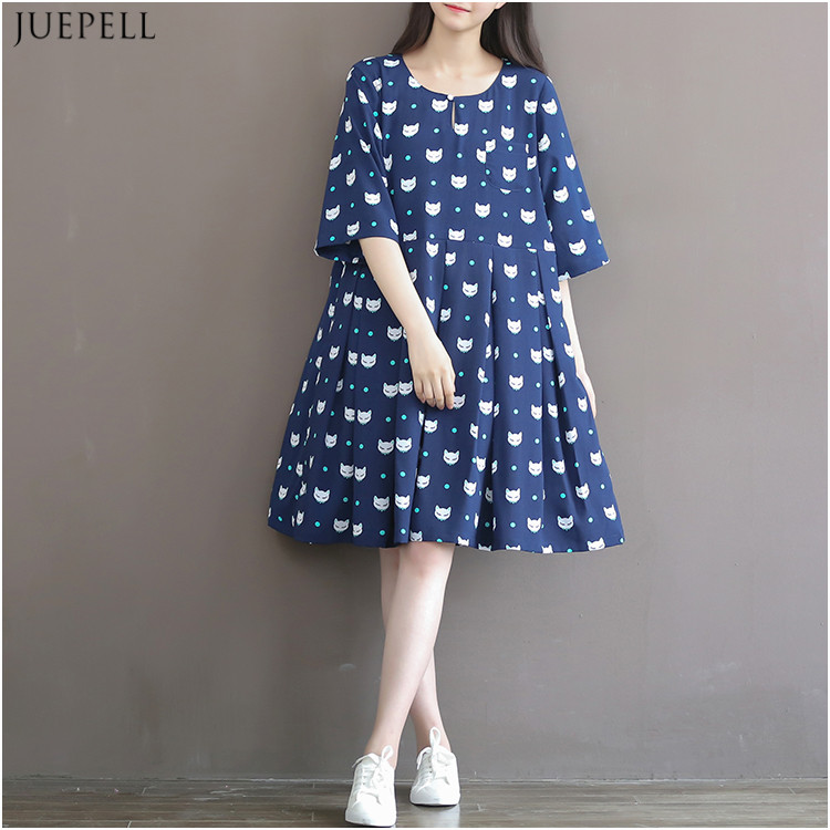 Cotton/Linen Daily Wear New Fashion Floral Print Casual Girls' Dress