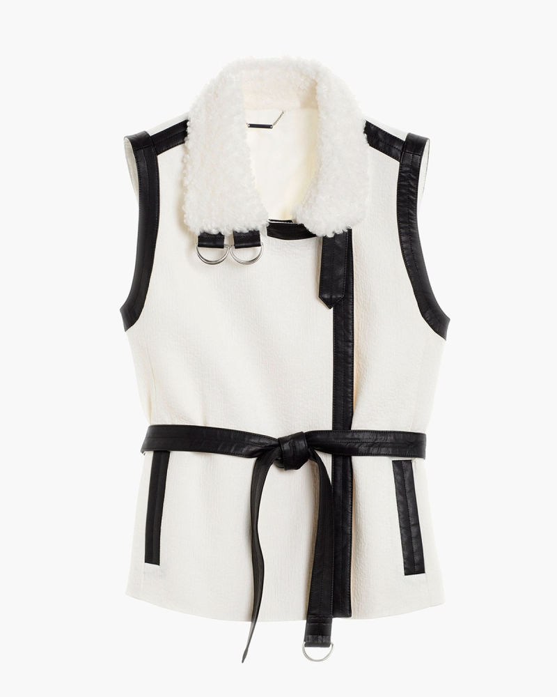 Ladies Slim Vest Withblack Label Shearling Vest