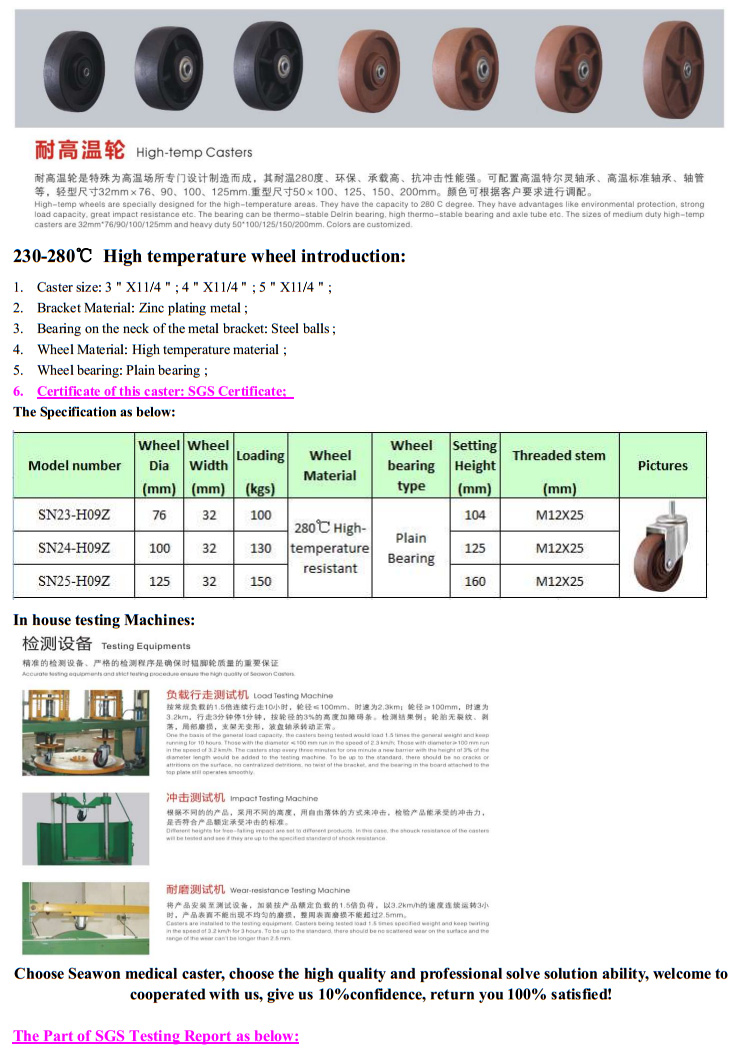 High Temperature Threaded Stem Caster (280 degree)