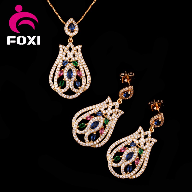 Luxurious Design fashion Gold Plated Costume Jewelry Set for Party