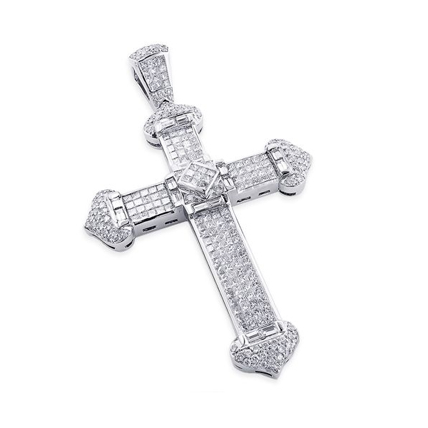 White CZ 925 Sterling Silver Cross Pendants Jewelry Micro Set