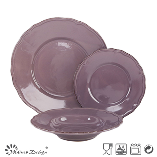 18PCS Embossed Dinner Set with Brushed Rim Classical Design