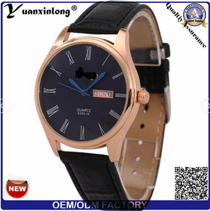 Yxl-513 2016 New Fashion Casual Round Dial Leather Strap Men Watch Hot Watch, Stock Available Wristwatch, Fashionable Wristwatch