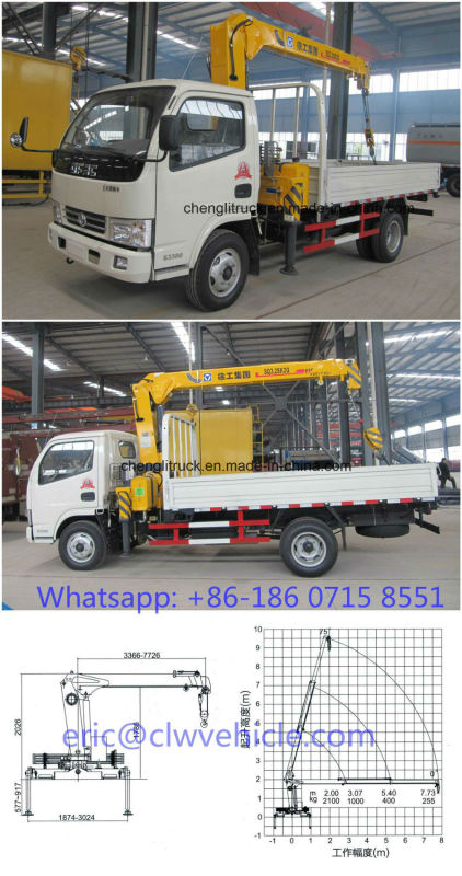 Compact Telescope Straigth Arm Crane Truck in Dongfeng Cummins