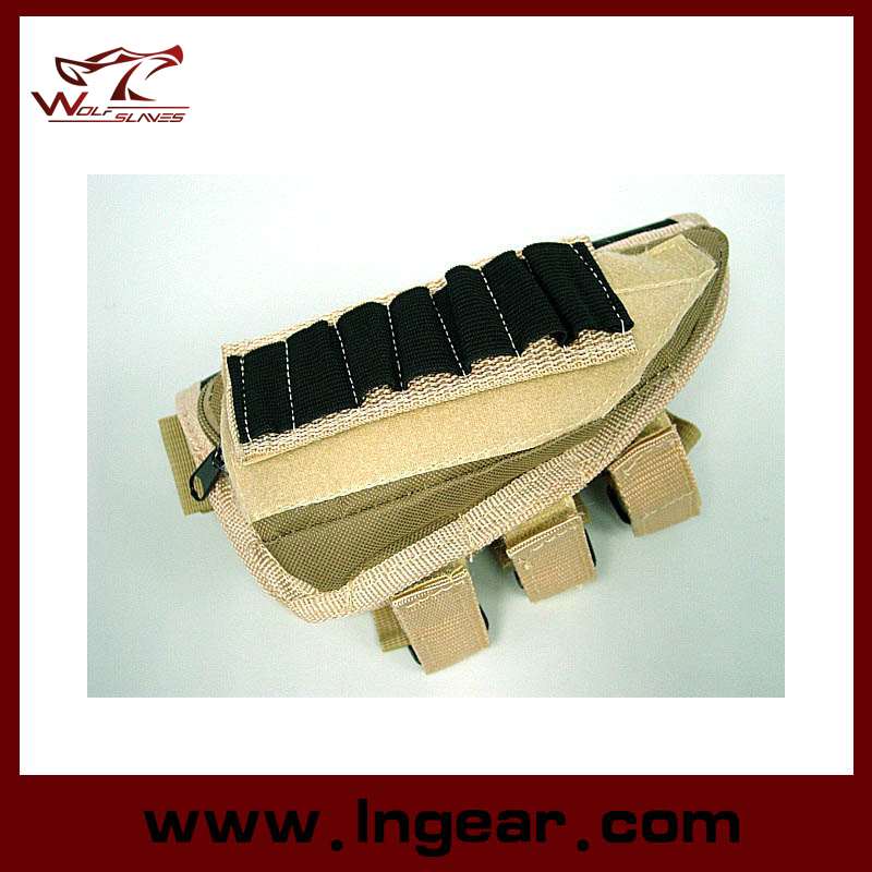 Tactical Airsoft Shotgun Rifle Ammo Pouch Cheek Pad Gun Bag Tan