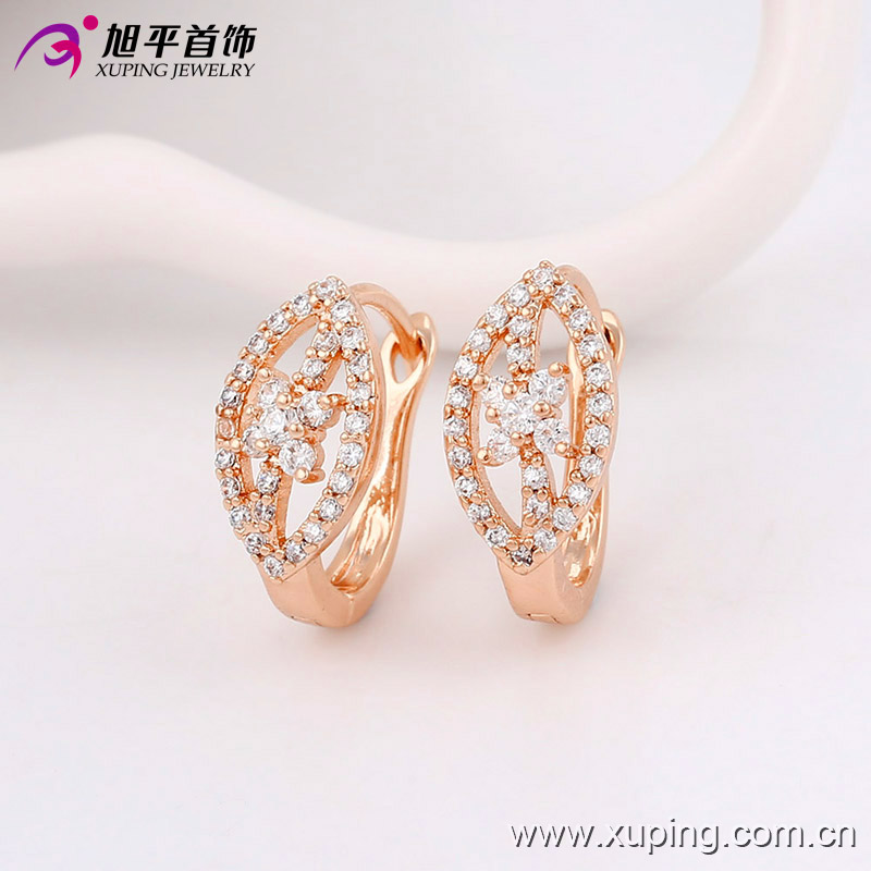 Fashion Fancy CZ Diamond Rose Gold Color Imitation Jewelry Earring Huggies -90750