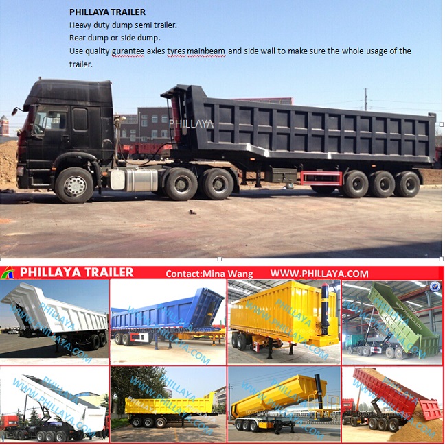 3 Axle Truck Side End Dump Tipper Tipping Semi Trailer