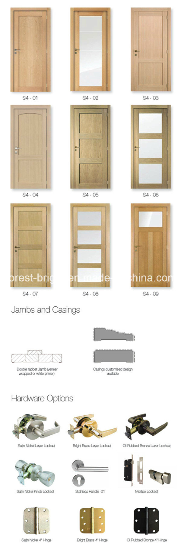 Good Quality Oak Veneer Modern MDF Door