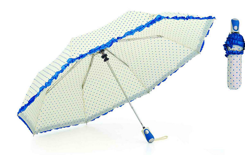 Heart-Print&Skirt Compact Automatic Umbrellas (YS-3FA22083380R)