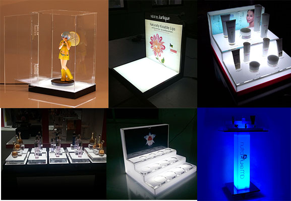 Clear Countertop LED Acrylic Display Case Doll Figure Holder Box