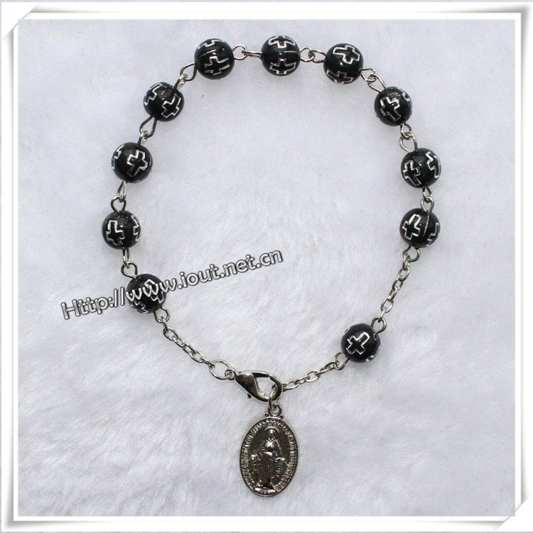 Hot Sale Fashion Resin Cross Beads Rosary Bracelet (IO-CB038)