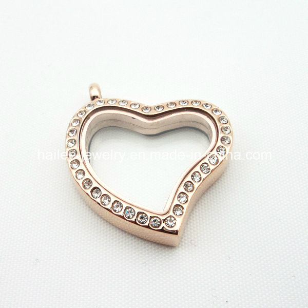 Stainless Steel Heart Floating Glass Jewellery Pendant