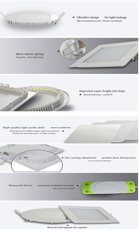 15W White LED Panel Light for Hotels with CE (Square)