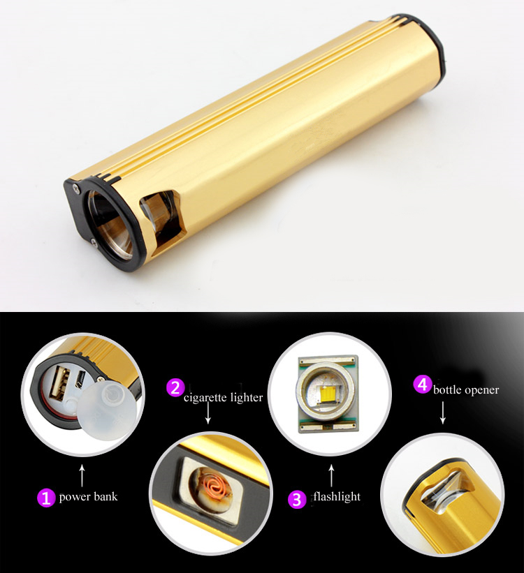 2500mAh Flashlight with Rechargeable Battery Power Bank