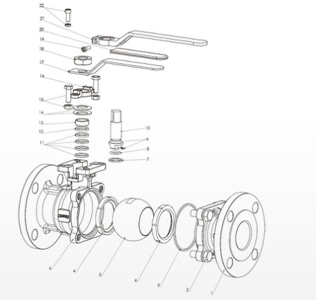 2 Piece Stainless Steel Flanged Ball Valve with Mounting Pad