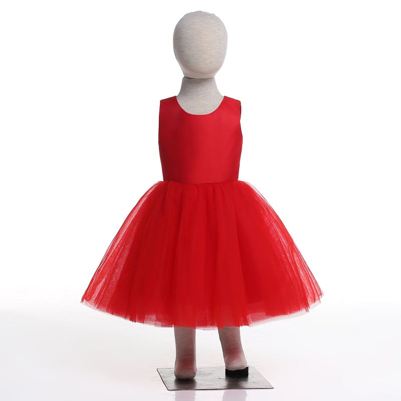 Chinese Red Flower Girl Dress for Wedding and Ceremonial