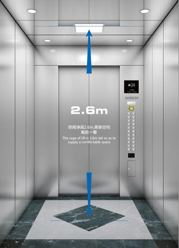 Aksen Hairline and Mirror Passenger Elevator