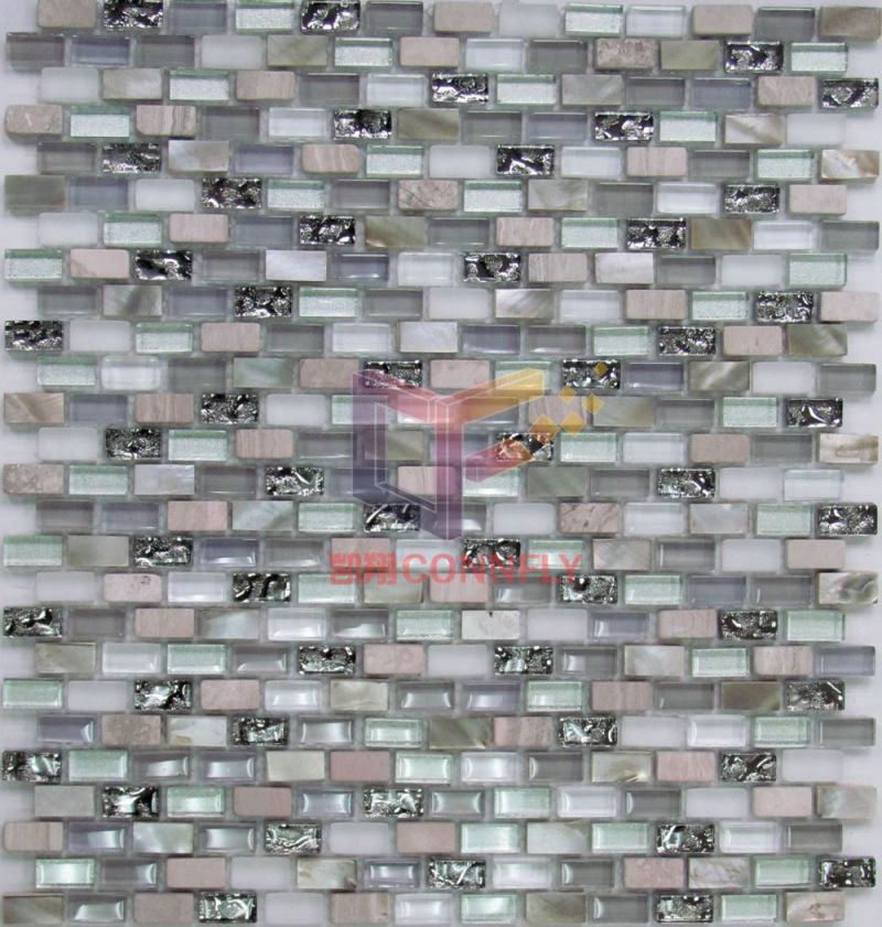 Crystal Mix Stone and Shell Wall Mosaic, Glass Mosaic (CFP109)