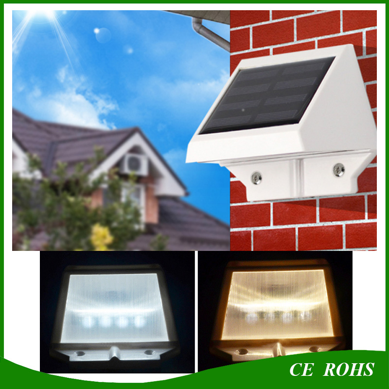 Solar Powered LED Lighting 4 LED Waterproof Solar Power Lamps Outdoor LED Garden Fence Light
