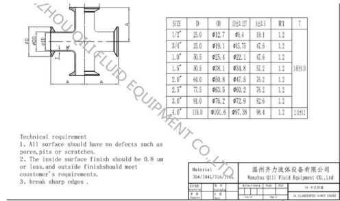 Stainless Steel Weld Cross 3A DIN Sanitary Pipe Fittings