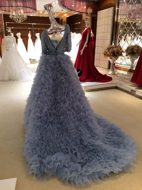 Mermaid Real Sample High Quality Blue Wedding Dress