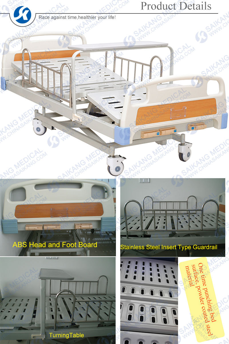 Ce and FDA Approved Manual 3-Rocker Hospital Bed with Three Functions