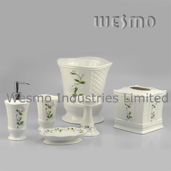 Floral Porcelain Bath Accessories Set (WBC0588B)